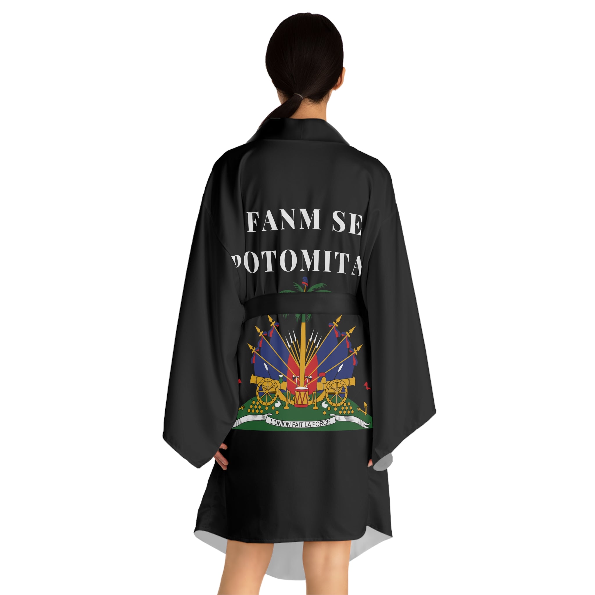 Fanm Se Potomitan Long Sleeve Kimono Robe (AOP)